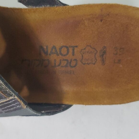 NAOT Kimberly Metallic Leather Wedge Slide Comfort Sandals Women's Size 8 EU 39 - Picture 5 of 7